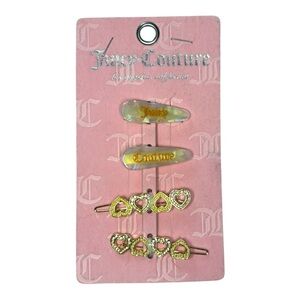 Juicy Couture Gold Heart and Logo Hair Clips Set of Four
